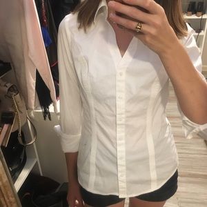 Express Essential Classic White Button Down Shirt